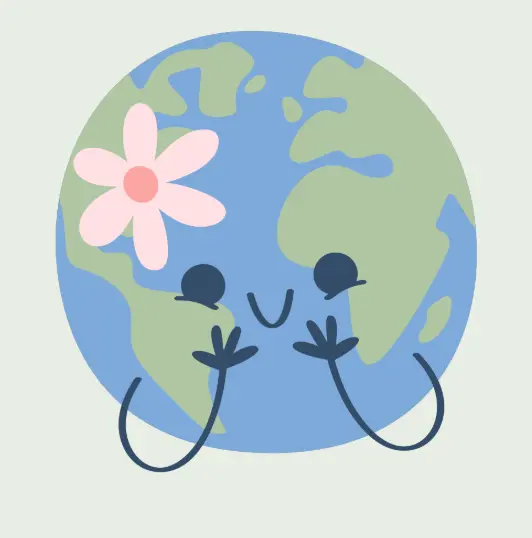 Illustration of a happy Earth with a flower